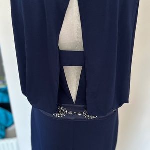 LAUNDRY BY SHELLI SEGAL Navy Blue Sleeveless Cocktail Dress 4